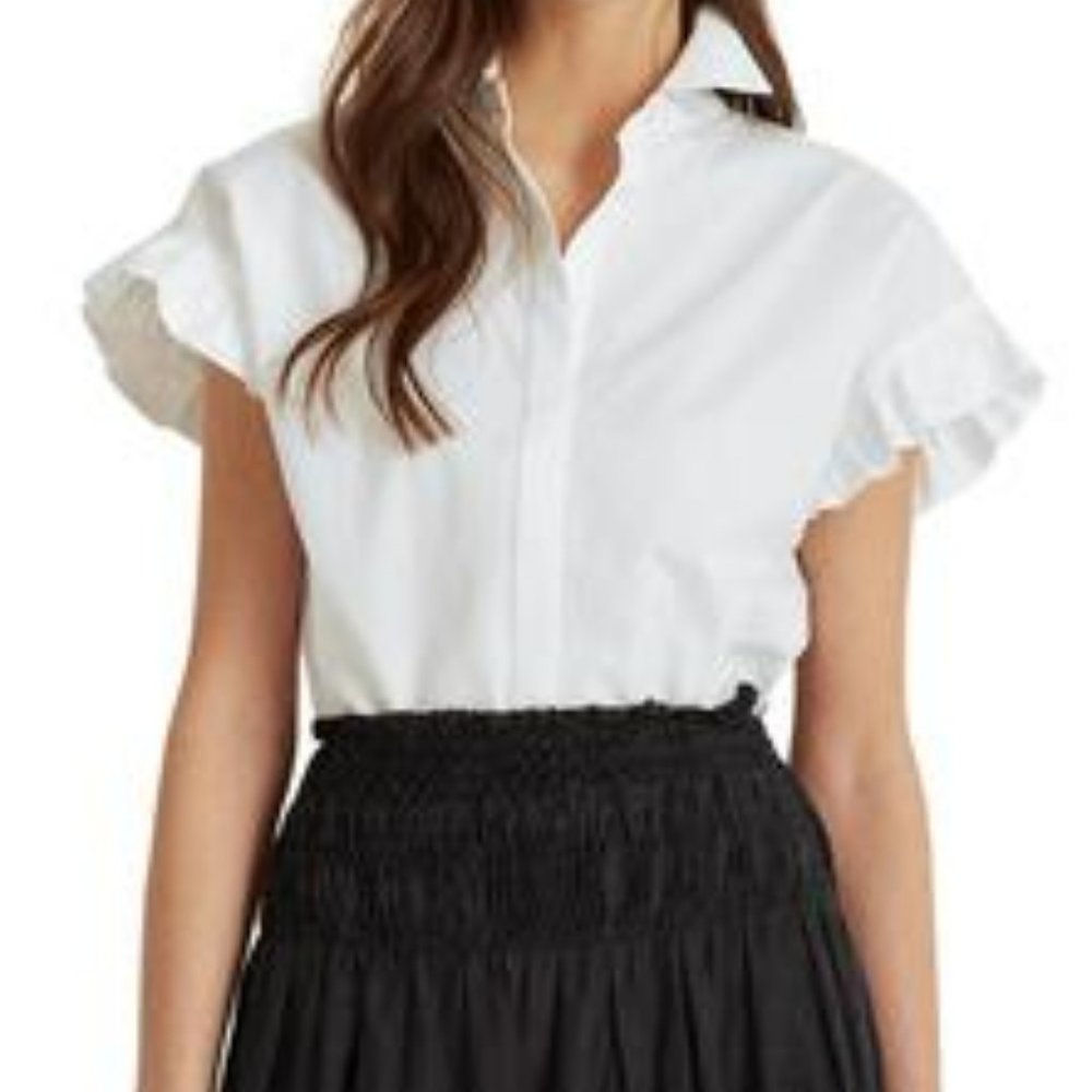 Lauren Ralph Lauren Ruffle-Trimmed Button up Top - White